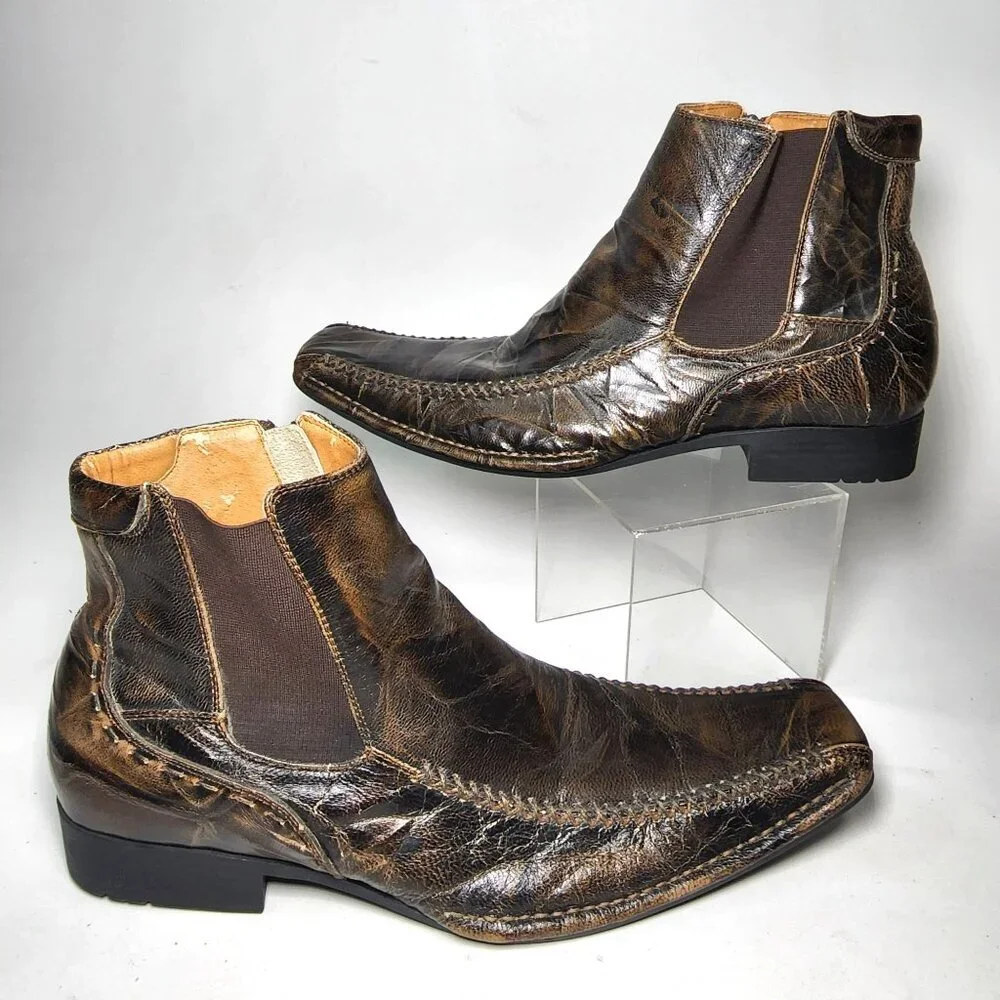 Steve Madden Brown Leather Men Boots Size 7.5